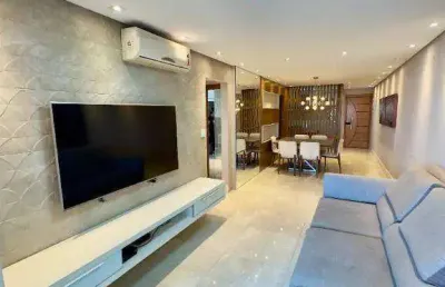 Apartamento alto padrão mobiliado com 3 dormitórios sendo 2 suítes à venda no lado praia, 129 m² por r$ 1.300.000 - canto do forte - praia grande/sp
