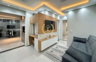 Apartamento com 60,38m² de garden, semi-mobiliado, 2 quartos, sendo 1 suíte.