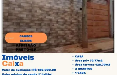 Casa para venda em ribeirão preto, campos elíseos, 2 dormitórios, 1 banheiro, 1 vaga