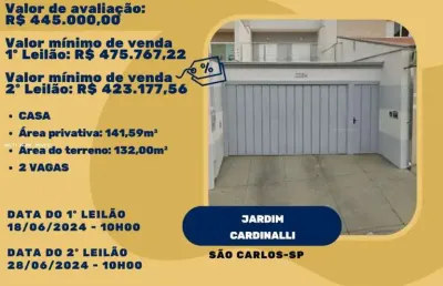 Casa para venda em são carlos, jardim cardinalli, 2 dormitórios, 1 banheiro, 2 vagas