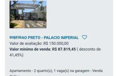 Apartamento para venda em ribeirão preto, reserva real, 2 dormitórios, 1 banheiro, 1 vaga