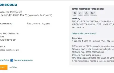Apartamento para venda em ribeirão preto, jardim heitor rigon, 2 dormitórios, 1 banheiro, 1 vaga