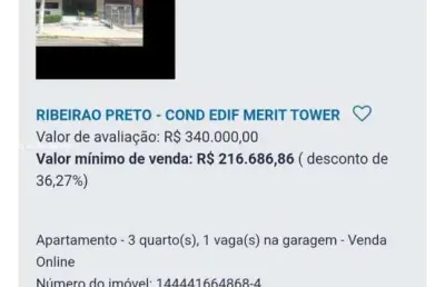 Apartamento para venda em ribeirão preto, centro, 3 dormitórios, 1 banheiro, 1 vaga