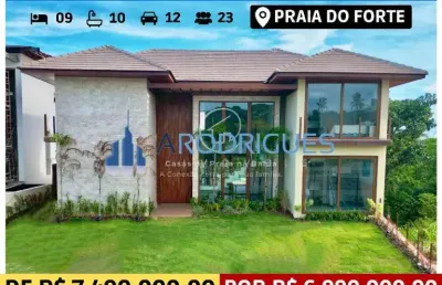 Mansão com 9 suítes na praia do forte com praia semi privativa
