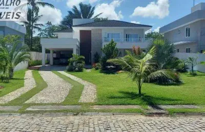 Casa em condomínio para venda em camaçari, busca vida (abrantes), 4 dormitórios, 4 suítes, 6 banheiros, 2 vagas