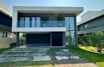 Casa em condomínio para locação em camaçari, alphaville (abrantes), 4 dormitórios, 4 suítes, 5 banheiros, 4 vagas