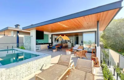 Luxuosa casa em condomínio para locação de temporada juquehy, são sebastião-sp: 4 quartos, 4 suítes, 3 salas, 4 banheiros, 3 vagas de garagem, 300m².