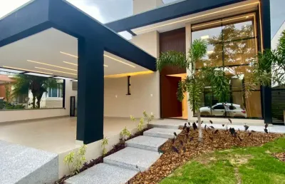 Maravilhosa casa térrea no condomínio veredas para venda tem 169 m² com 3 suítes piscina e gourmet