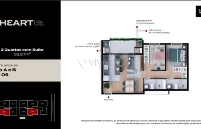 Apartamento para venda em santa felicidade de 58.00m² com 2 quartos, 1 suite e 1 garagem