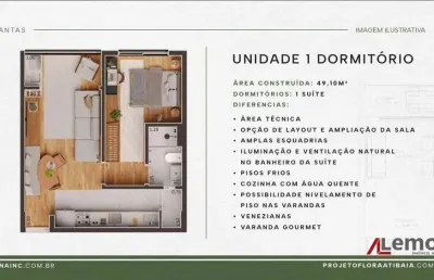 Apartamento com 1 dormitório à venda, no itapetininga - atibaia/sp