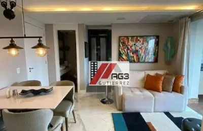 Apartamento totalmente mobiliado de 1 suíte, lavabo, ar-condicionado, uma vaga e lazer completo no ipiranga