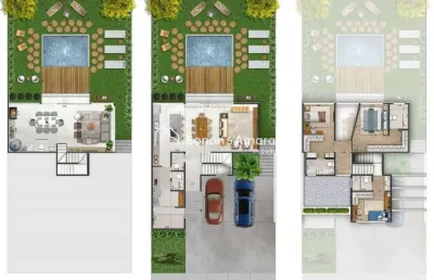Casa em condomínio com 3 suítes, sala dois ambientes, 5 banheiros e 2 vagas na garagem - unidade 5