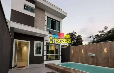 Casa linear alto padrão com 3 dormitórios à venda, 110 m² por r$ 694.300 - jardim mariléa - rio das ostras/rj