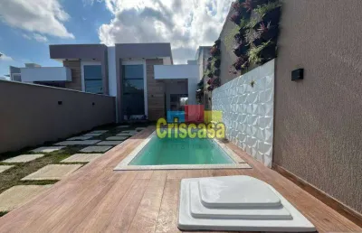 Casa com fino acabamento à venda no recreio - rio das ostras | 3 quartos, piscina e área gourmet no bairro recreio.