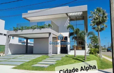 Mega casa duplex com 4 suítes em condomínio fechado, 338 m² por r$ 1.990.000 - cidade alpha - eusébio/ce
