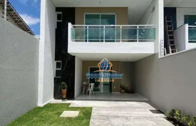 Linda casa plana com 3 suítes + varanda gourmet e lavabo, 125 m² por r$ 520.000 - coité - eusébio/ce