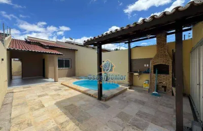 Casa plana com 3 quartos (2 suítes) com piscina e churrasqueira à venda, 83 m² por r$ 390.000 - passaré - fortaleza/ce