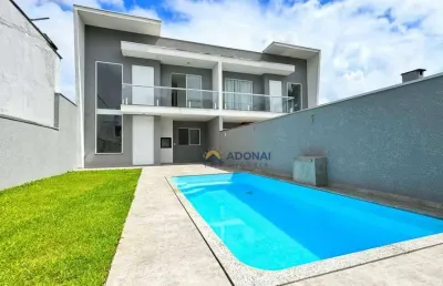 Sobrado novo com piscina, 4 dormitórios à venda, 143 m² por r$ 925.000 - brejatuba - guaratuba/pr