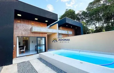 Casa nova com piscina, com 3 dormitórios à venda, 69 m² por r$ 550.000 - eliana - guaratuba/pr