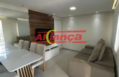 Apartamento mobiliado para alugar com 66m², 03 quartos, suíte, 01 vaga, guarulhos/sp por r$ 3.500,00