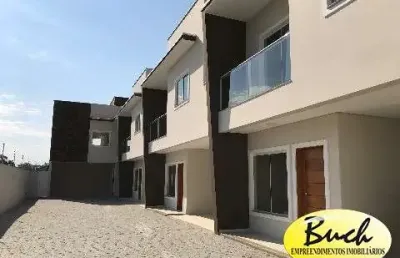 Sobrado geminado novo com 3 quartos no bom retiro, joinville-sc: 154,48 m² privativos, suíte, 3 salas, 3 banheiros, 2 vagas.
