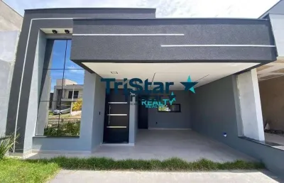 Ca0128 - casa terrea com acabamento unico sendo 03 suítes com localização em condominio clube - at. 200m² - ac. 135m² - park gran reseve indaiatuba sp