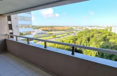 Apartamento quarto e sala em alphaville, 47m², bem planejado, andar alto, vista mar.