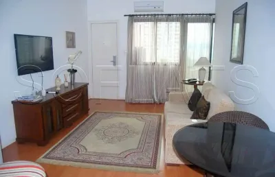 Flat com 1 dormitório, com com serviços, decorado no centro de alphaville.