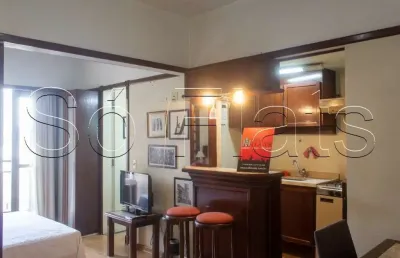 Flat na região central de sp com 32m² contendo 1 dorm e 1 vaga de garagem disponível para locação.
