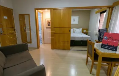 Hampton park, flat com 31m² mobiliado com serviços de arrumação e vaga de garagem no jardim paulista