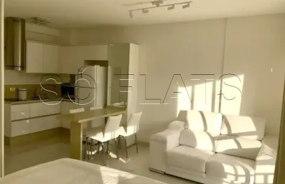 Flat choice panamby mobiliado com 35m² para locação próximo da av. hebe camargo.