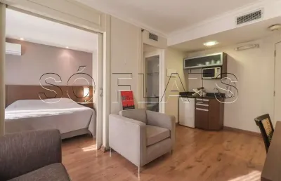 Flat disponível para locação na vila olímpia contendo 30m², 1 dormitório e 1 vaga de garagem.