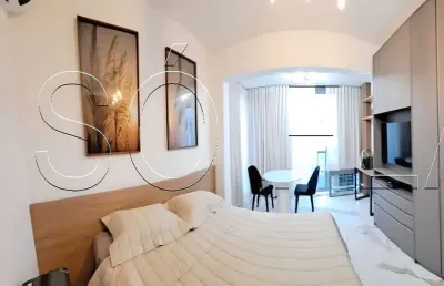 Studio totamente mobiliado com 25m² e 1 dormitório e sem vaga.