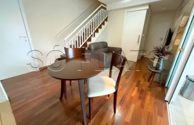 Cobertura no estanconfor villa paulista com 110m², 2 dormitório e 2 vagas, disponível para locação.