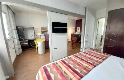 Flat no quality alphaville 32m² 1 dormitório 1 vaga disponível para locação em alphaville.