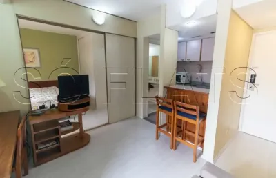 Flat 50m da avenida ibirapuera disponível para locação totalmente mobiliado com 1 dormitório