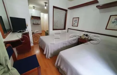 Flat mobiliado com serviço, tv a cabo, 1x vaga de garagem próximo ao hc. consulte-nos