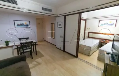 Flat mobiliado no jd. paulista, zona nobre, com 1x dormitórios mobiliado, com serviços vaga.