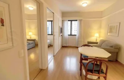 Flat mobiliado reformado, com 1 dormitório em andar alto no jardim paulista.