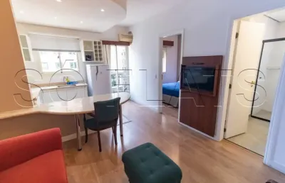 Flat na rua funchal totalmente mobiliado, com 33m² para locação na vila olímpia.