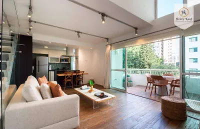 Loft com 1 dormitório e 2 vagas, 74 m² - venda por r$ 1.850.000 ou aluguel por r$ 13.013/mês - moema pássaros - são paulo/sp