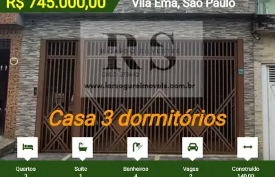 Casa 3 dormitórios para venda em são paulo, vila ema, 3 dormitórios, 1 suíte, 4 banheiros, 2 vagas