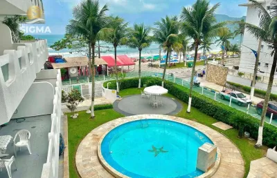 Frente mar - apartamento à venda com 2 suítes - condomínio com piscina - 1 vaga - tombo - guarujá/sp