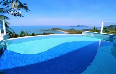 Casa na praia, alto padrão, vista mar, 4 suítes, lazer, 10 vagas, taguaíba, guarujá.