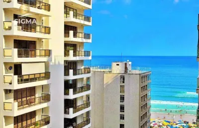 Vista mar - apartamento com 3 dormitórios - condomínio com piscina e churrasqueira - 2 vagas - pitangueiras - guarujá/sp.