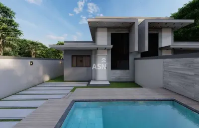 Casa com piscina, próximo a rodovia, em extensão do bosque  -  rio das ostras