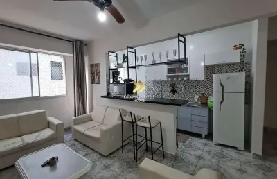 Apartamento mobiliado de 01 dormitório, com piscina, prédio frente mar - caiçara