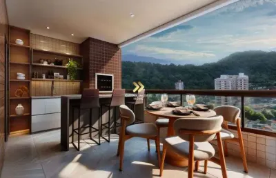 Apartamento 3 suítes 2 vagas sacada gourmet alto padrão canto forte praia grande