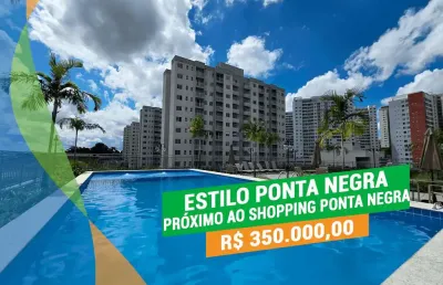 Estilo ponta negra - 2 quartos(1 suíte) - varanda - andar alto