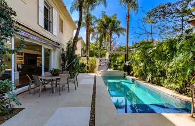 Quatre saisons jardim europa rua campo verde, 486. casa de condomínio à venda em jardim europa, 800m², 5 suítes, projeto bi crisóstomo, jardim com piscina e área gourmet no condomínio quatre saisons -